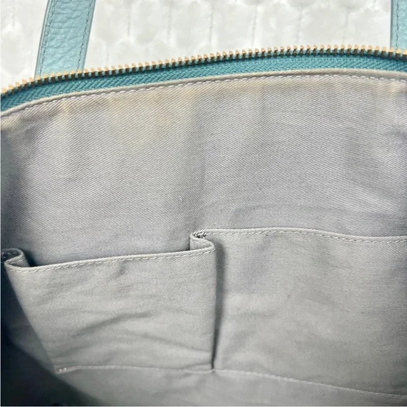 Fossil Pebbled Leather Jenna Shoulder Tote Purse Steel Blue RM280 - Picture 6 of 7